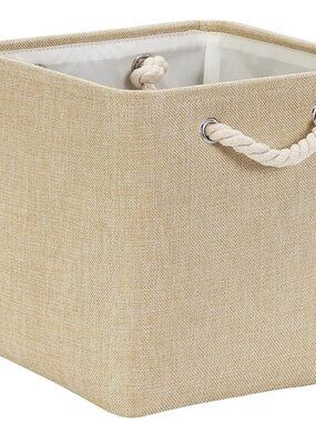 Fabric Cube Storage Organizer Box Collapsible (Beige)